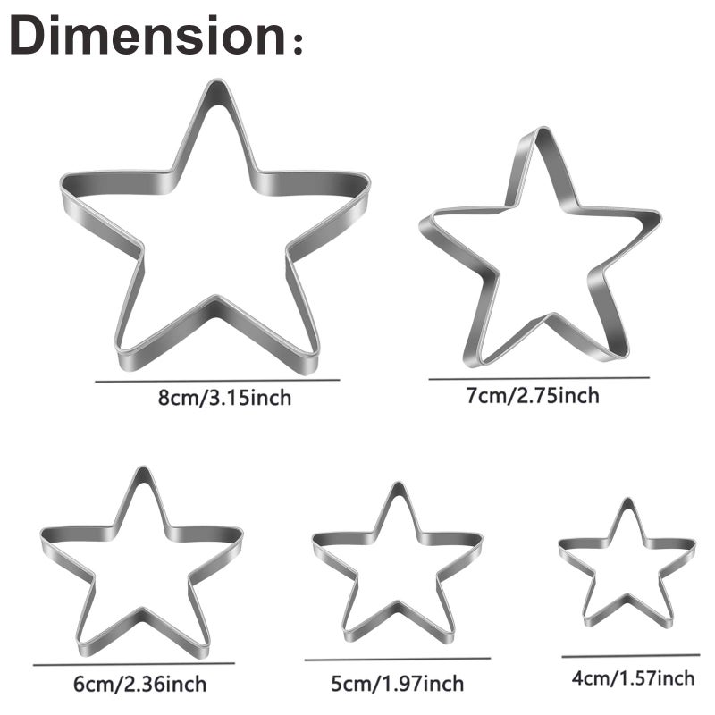Tmflexe Stars Cookie Cutter, Pack of 5 - Image 2